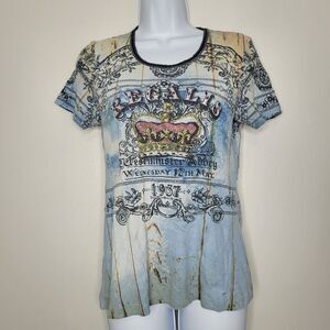 Vintage y2k grunge mcbling short sleeve crown 00s tattoo size large